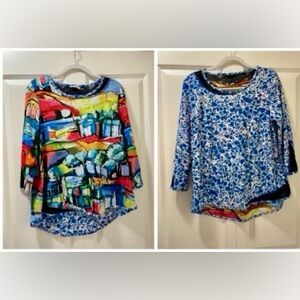 Reversible Lemon Grass NY Women’s Small Tunic Shirt Bright Bold Mesh Details